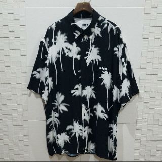 希少 美品 MSGM 上質 切替 リネン アロハシャツ