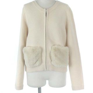 エムプルミエ(M-premier)のエムプルミエ 17AW エコファー ニットジャケット ノーカラー ベージュ 38(ノーカラージャケット)