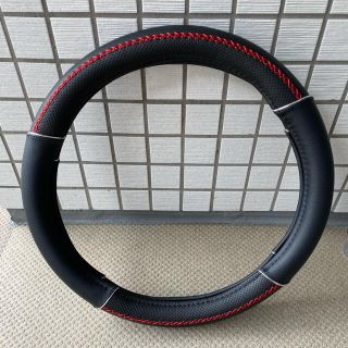 ハンドルカバー　合皮レザー38cm(車内アクセサリ)