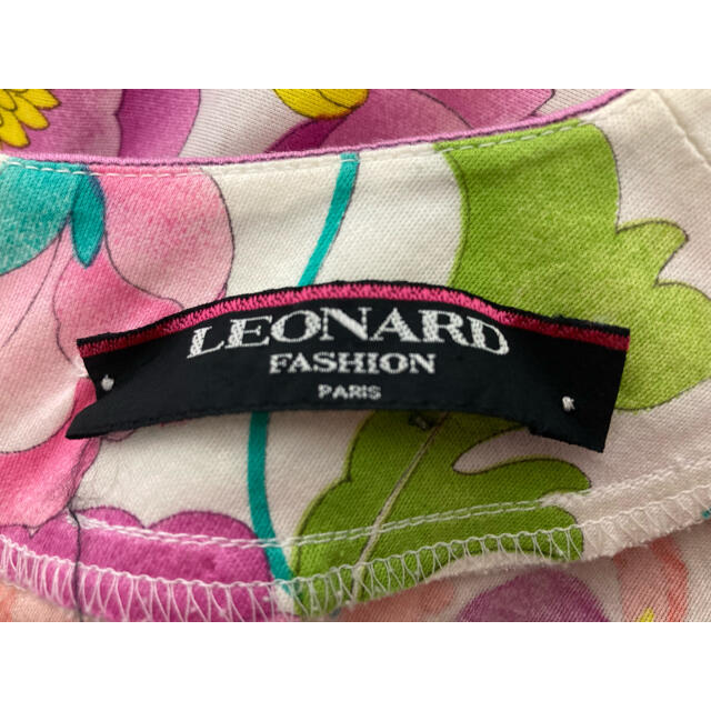 美品 LEONARD レオナール半袖花柄ワンピースベルト付クリーニング済み 9