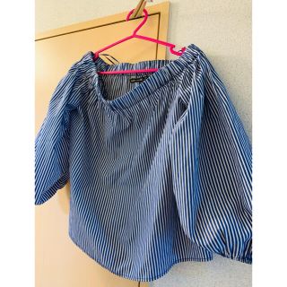 ザラ(ZARA)のZARA ストライプパフスリーブ(シャツ/ブラウス(半袖/袖なし))