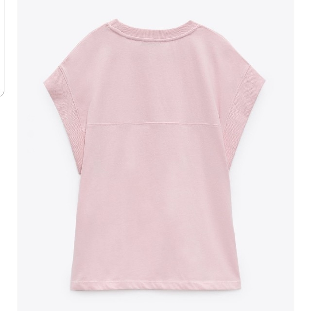 ZARA(ザラ)のZARA　(M　ピンク)　リブ編みTシャツ レディースのトップス(Tシャツ(半袖/袖なし))の商品写真
