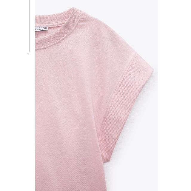 ZARA(ザラ)のZARA　(M　ピンク)　リブ編みTシャツ レディースのトップス(Tシャツ(半袖/袖なし))の商品写真