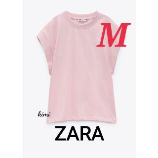 ザラ(ZARA)のZARA　(M　ピンク)　リブ編みTシャツ(Tシャツ(半袖/袖なし))