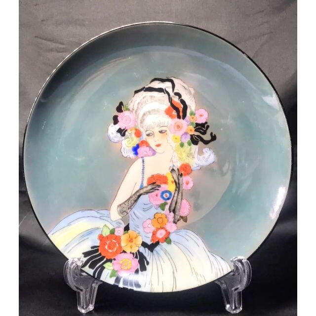 オールドノリタケ NORITAKE デコレディー 婦人 プレート 皿 ラスター彩