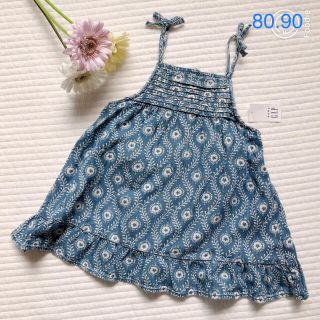 ベビーギャップ(babyGAP)の新品♡baby gap ボタニカル柄デニムワンピース(ワンピース)