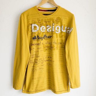 デシグアル(DESIGUAL)のデシグアル ☆ ロゴ 刺繍 長袖 カットソー M ロンT マスタード(Tシャツ/カットソー(七分/長袖))