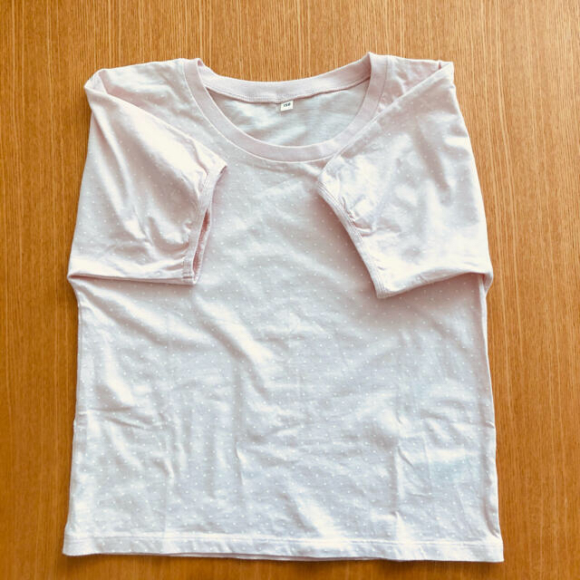 MUJI (無印良品)(ムジルシリョウヒン)の無印良品　パフスリーブ　Tシャツ　ピンク　水玉　150 キッズ/ベビー/マタニティのキッズ服女の子用(90cm~)(Tシャツ/カットソー)の商品写真