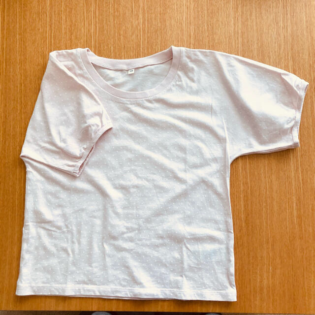 MUJI (無印良品)(ムジルシリョウヒン)の無印良品　パフスリーブ　Tシャツ　ピンク　水玉　150 キッズ/ベビー/マタニティのキッズ服女の子用(90cm~)(Tシャツ/カットソー)の商品写真