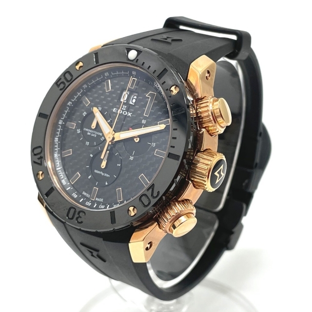 35％OFF】 10020 エドックス 新同 EDOX デイト ブラック メンズ腕時計 クロノオフショア 腕時計(アナログ) 