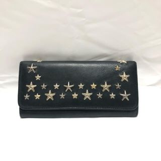 ジミーチュウ(JIMMY CHOO)の美品　ジミーチュ　jimmy choo スタースタッズ　ブラック　折り長財布(長財布)