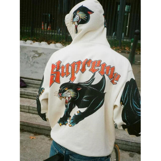 Supreme Panther Zip Up Hooded Sweatshirt Natural | sdr.com.ec