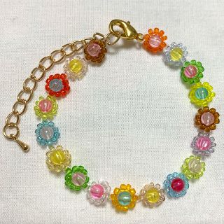 スーパー夏SALE‼️カラフルビーズブレスレット💖おまけリング付き(ブレスレット/バングル)