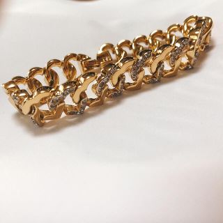 約19cmベルト幅NINA RICCI ニナリッチ ブレスレット ビジューゴールド アクセサリー ラインストーン 24.8g 美品  ai-tdc-000531-4e 正規品