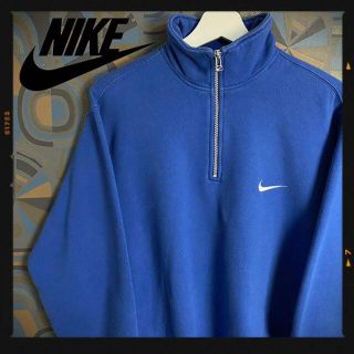 NIKE - ナイキ 90s スウェット ハーフジップ トレーナー 刺繍ロゴ 単色