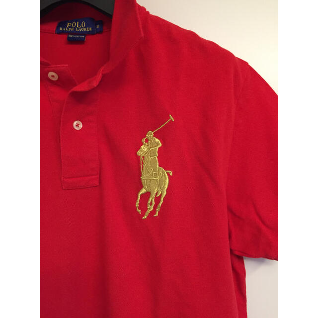 POLO RALPH LAUREN(ポロラルフローレン)の美品送料込ポロラルフローレンメンズMサイズレッド、ゴールドビックポニーAK-69 メンズのトップス(ポロシャツ)の商品写真