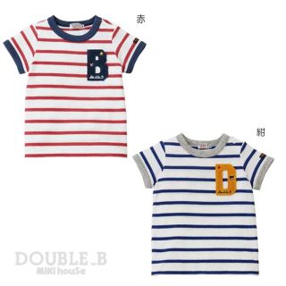 ダブルビー(DOUBLE.B)の★ダブルB★サガラ刺繍★ボーダー半袖Ｔシャツ★130★赤★ミキハウス★新品日本製(Tシャツ/カットソー)