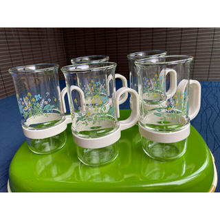 パイレックス(Pyrex)の昭和レトロ　グラス　パイレックス　手付きグラス　5点(グラス/カップ)