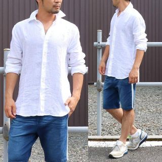 ロンハーマン(Ron Herman)の新品☆【120% LINO】 麻シャツ Shirt Linen(Tシャツ/カットソー(七分/長袖))