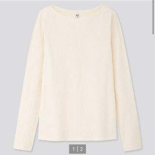 ユニクロ(UNIQLO)のリブボートネックT 長袖(Tシャツ(長袖/七分))