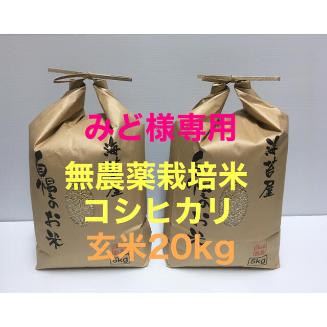 みど様専用 無農薬コシヒカリ玄米20kg(5kg×4)令和2年 徳島県産 www
