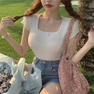 (全色ラスト1着ずつ)vintage ribbon Knit tops(ニット/セーター)