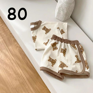 クマさんセットアップ　韓国子供服　80  パジャマ(パジャマ)
