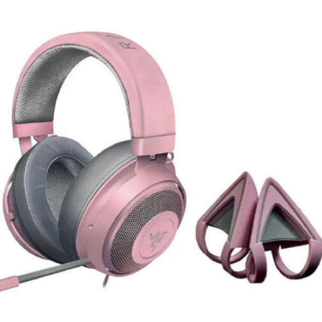 RAZER KRAKEN Quartz 猫耳付きヘッドホン ピンク お礼や感謝伝えるプチ