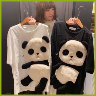 パンダTシャツ　ビッグサイズ　トップス  Ｔシャツ パンダ白黒セット　(Tシャツ(半袖/袖なし))