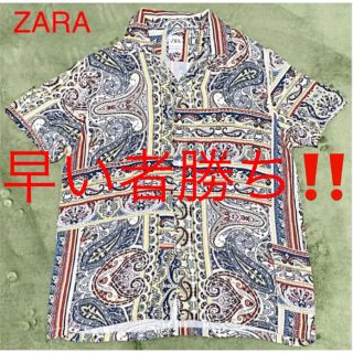 ザラ(ZARA)の【人気】ZARA　ザラ　レーヨンシャツ　総柄　ペーズリー柄　エスニック柄　古着(シャツ)