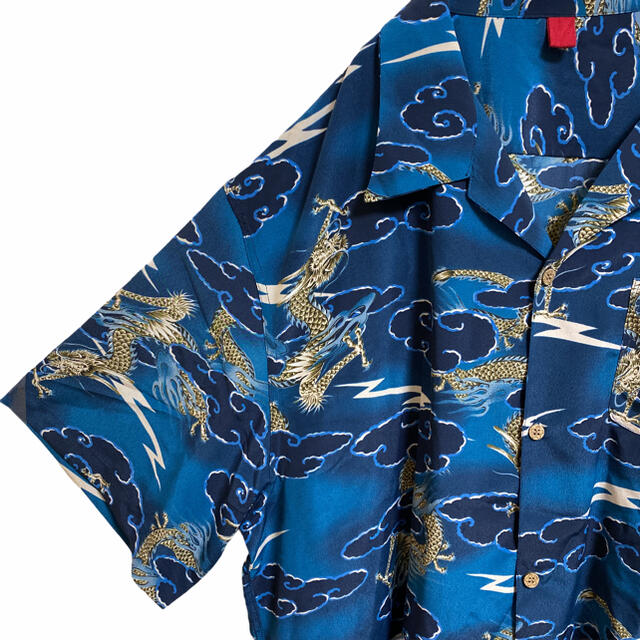 メンズ レディース 柄シャツ 総柄 アロハシャツ 龍 ドラゴン vintage
