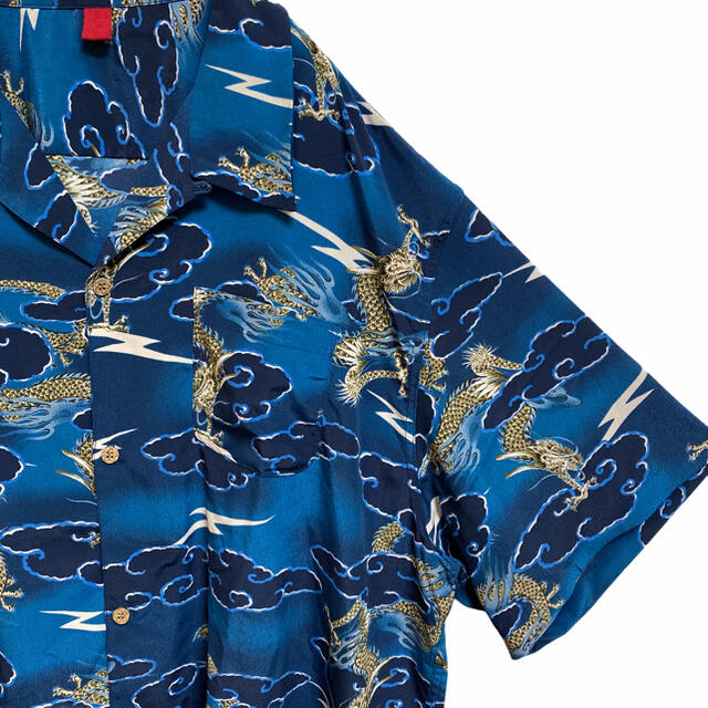 メンズ レディース 柄シャツ 総柄 アロハシャツ 龍 ドラゴン vintage