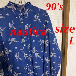 ノーティカ(NAUTICA)のnautica 90's 柄シャツ 総柄 旧タグ ノーティカ ボタンダウン 古着(シャツ)