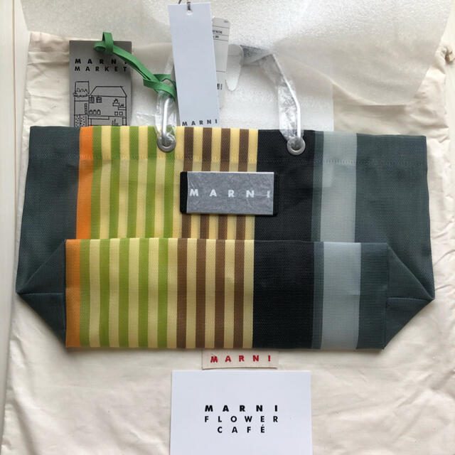 新品】MARNI マルニフラワーカフェストライプトートバッグミニ マルチ ...