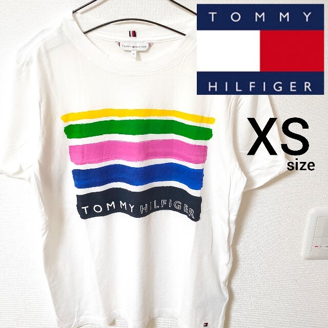 TOMMY HILFIGER(トミーヒルフィガー)の美品 トミーヒルフィガー トリコロール柄 半袖Tシャツ カットソー メンズ XS メンズのトップス(Tシャツ/カットソー(半袖/袖なし))の商品写真