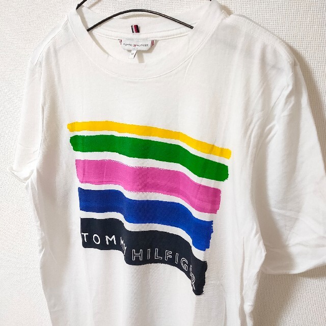 TOMMY HILFIGER(トミーヒルフィガー)の美品 トミーヒルフィガー トリコロール柄 半袖Tシャツ カットソー メンズ XS メンズのトップス(Tシャツ/カットソー(半袖/袖なし))の商品写真