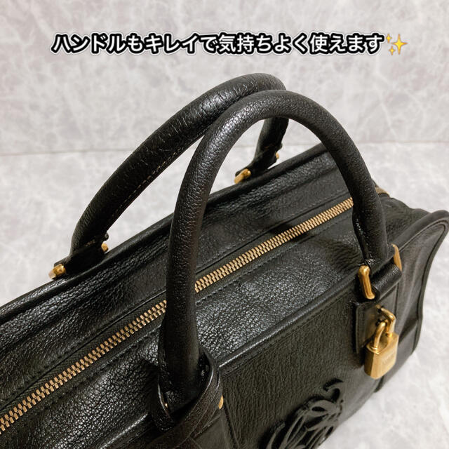 通常在庫品 LOEWE アマソナ28 ハンドバッグ 黒 ブラック 付属品あり