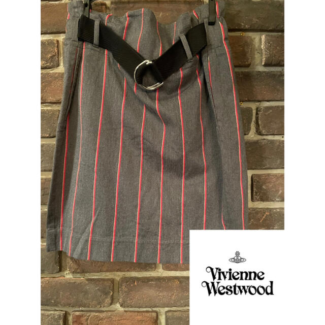 Vivienne Westwood(ヴィヴィアンウエストウッド)のヴィヴィアンウエストウッドアングロマニアスクールストライプタイトスカート レディースのスカート(ひざ丈スカート)の商品写真