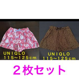 ユニクロ(UNIQLO)のユニクロ　ショートパンツ　2種　キュロット115〜125　ゴム　水玉　花柄(パンツ/スパッツ)