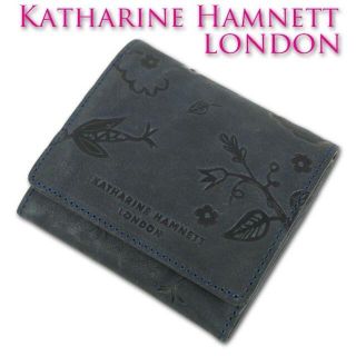 キャサリンハムネット(KATHARINE HAMNETT)の新品 キャサリンハムネット 牛革ウォッシュ 二つ折り財布 ネイビー 紺(財布)