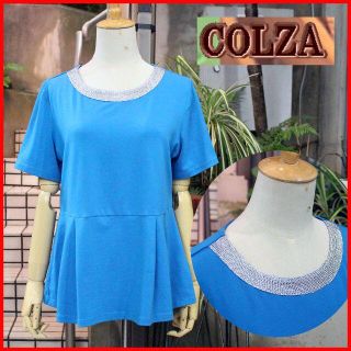 コルザ(COLZA)の美品!鮮ﾌﾞﾙｰX涼ｼﾙﾊﾞｰ飾◎!美ｽｯｷﾘ!【COLZA】ﾁｭﾆｯｸ送料込(チュニック)