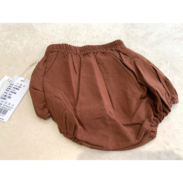 韓国子供服80　ベビーブルマ　ショートパンツ　かぼちゃパンツ　ブラウン　茶色 キッズ/ベビー/マタニティのベビー服(~85cm)(パンツ)の商品写真