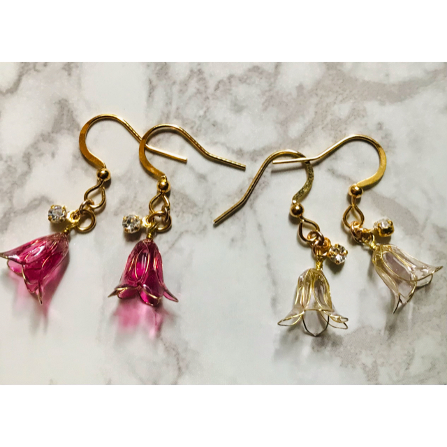 ZARA(ザラ)の蘭のピアス♡ディップアート　サージカルステンレス ハンドメイドのアクセサリー(ピアス)の商品写真