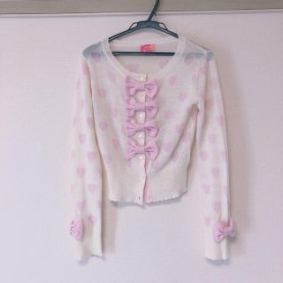 アンジェリックプリティー(Angelic Pretty)のAngelicPretty カーディガン(白×ピンク)(カーディガン)