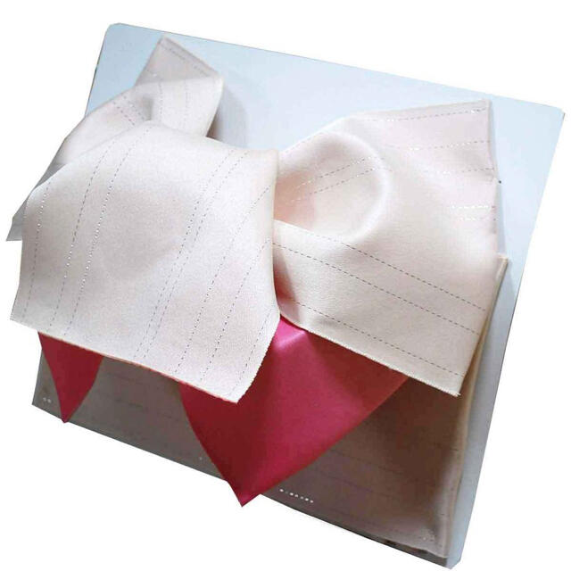 グラデーション 大きいサイズ 浴衣帯 作り帯 結び帯 4Ｌ　オフ白×ピンク