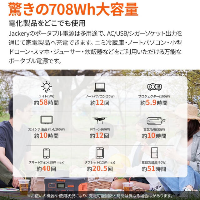 【新品未開封】Jackery ポータブル電源 708 スポーツ/アウトドアのアウトドア(その他)の商品写真