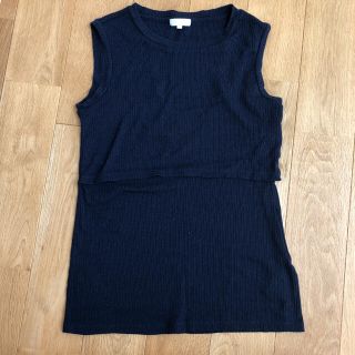 アカチャンホンポ(アカチャンホンポ)の授乳服　ノースリーブトップス　ネイビー　L size(マタニティウェア)