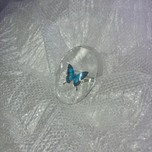 ୨୧ Vintage rétro Butterfly Glass Ring #2 ハンドメイドのアクセサリー(リング)の商品写真