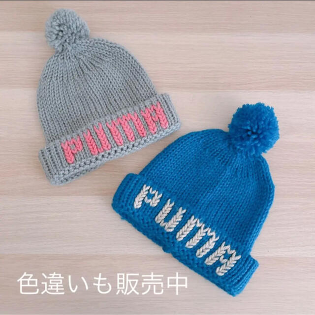 PUMA(プーマ)のPUMA プーマ レトロ ポンポン ニット帽 グレー × ピンク レディースの帽子(ニット帽/ビーニー)の商品写真