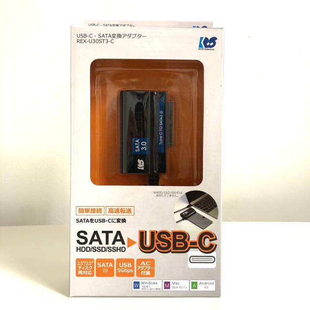 未使用品USB-C - SATA 変換アダプター REX-U30ST3-C   スマホ/家電/カメラのPC/タブレット(PC周辺機器)の商品写真